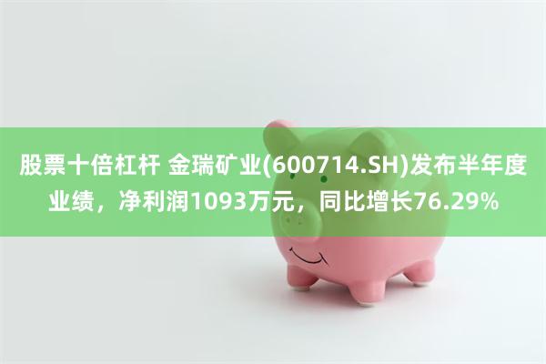 股票十倍杠杆 金瑞矿业(600714.SH)发布半年度业绩，净利润1093万元，同比增长76.29%